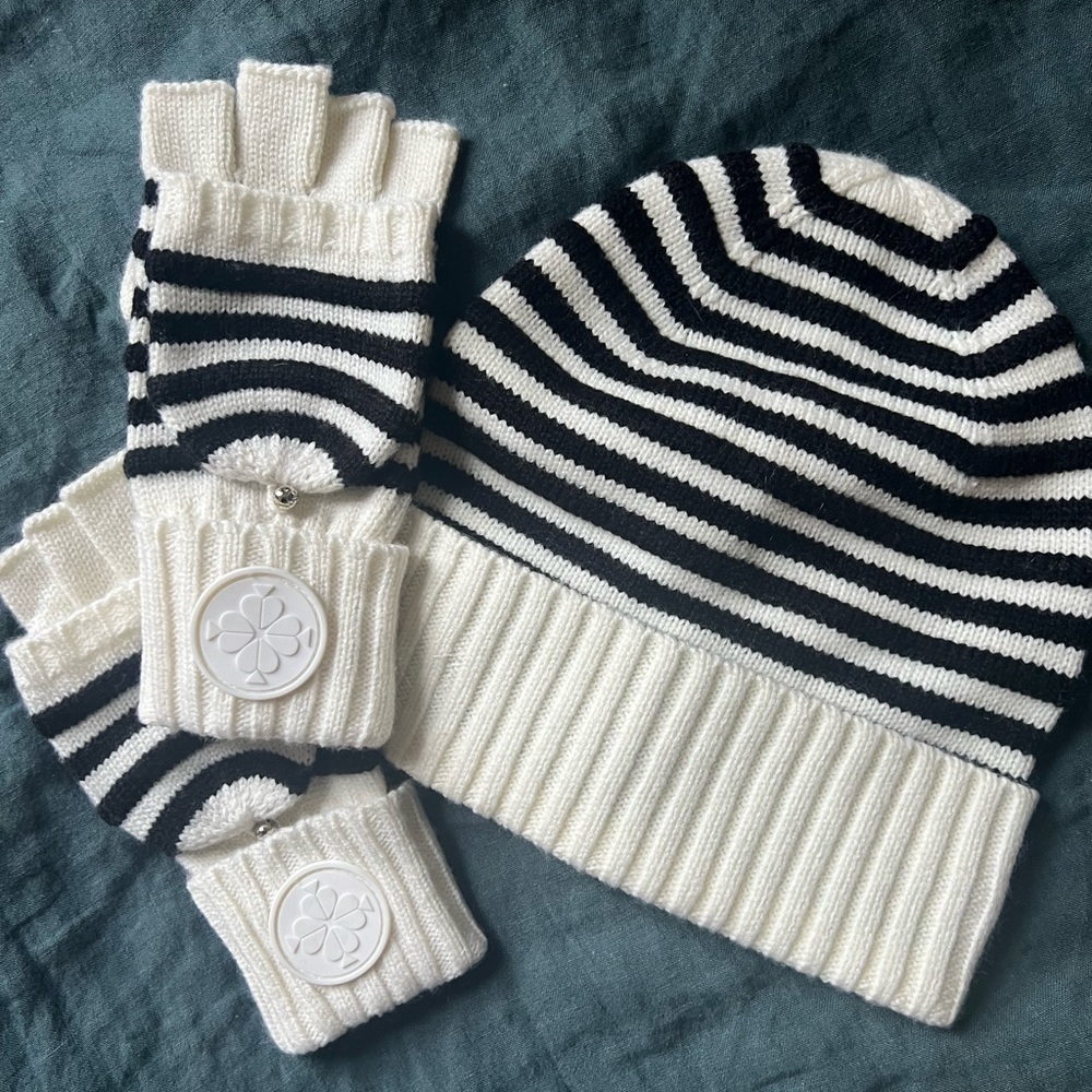 Striped Kate Spade New York Hat & Gloves Set